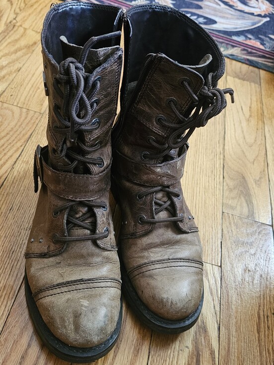 Harley-Davidson Shoes - Harley-Davidson Brown Lace-Up Combat Moto Boots